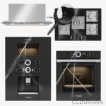 Bosch HG kitchen appliances 3D model: A collection of modern kitchen appliances by Bosch, rendered in 3D.