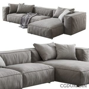 a grey couch with pillows