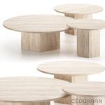 a group of circular tables