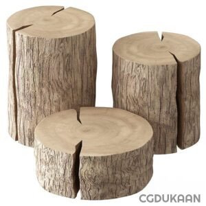 a group of stumps with cracks