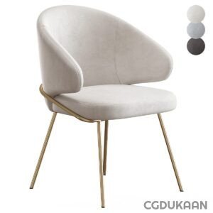 A white chair with elegant gold legs and a gold frame, adding a touch of sophistication to any space.