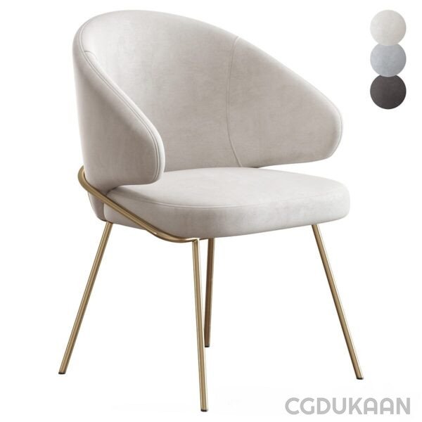 A white chair with elegant gold legs and a gold frame, adding a touch of sophistication to any space.