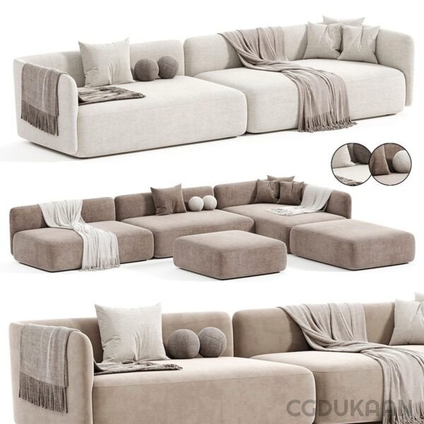 Colorful couches and pillows in various hues, creating a vibrant and cozy seating area.