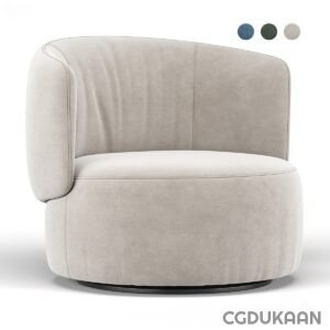 Beige fabric chair with gray frame.