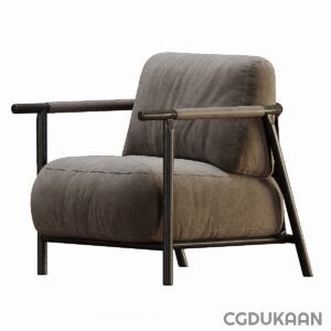 Black-framed chair with gray cushion.