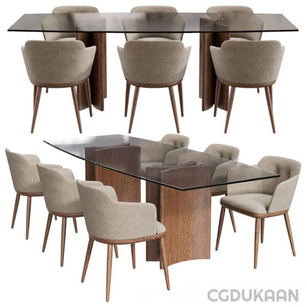 A collection of four dining tables and chairs, perfect for hosting gatherings and enjoying meals together.