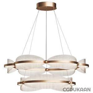 A contemporary chandelier featuring white glass shades, adding a touch of modern elegance to any space.