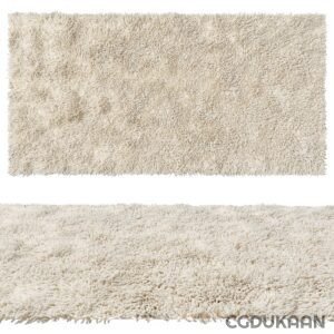 A large, plush rug next to a small, sleek rug, highlighting the contrast in textures and sizes.