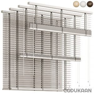 A window blind with a metal rod and colorful slats, offering a range of vibrant hues.