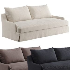 A stylish couch with a sleek white and black color scheme, perfect for modern interiors.