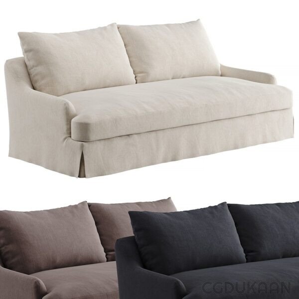 A stylish couch with a sleek white and black color scheme, perfect for modern interiors.