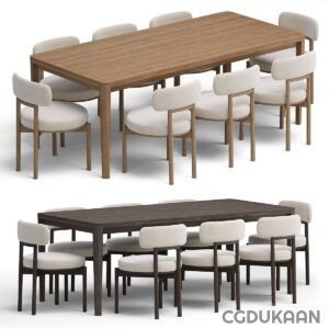 A modern dining set with four chairs and a table, perfect for family gatherings and meals.