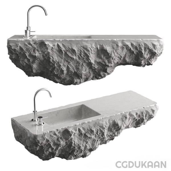 Two rock sinks, one of which is made entirely out of rock.