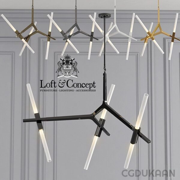 Black and gold loft concept chandelier, elegant and modern lighting fixture for stylish interior design.