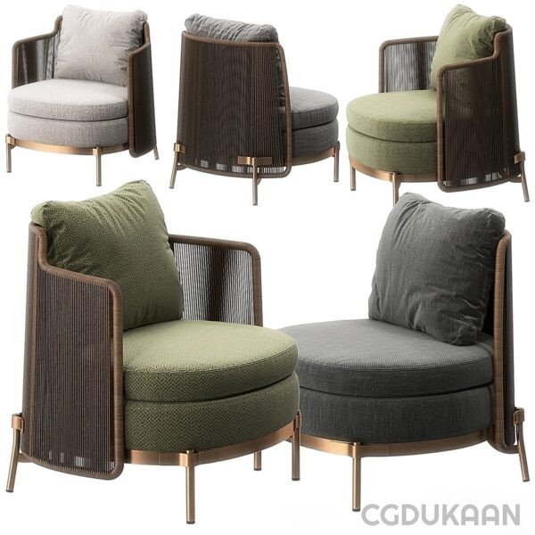 Four chairs in various colors and styles.