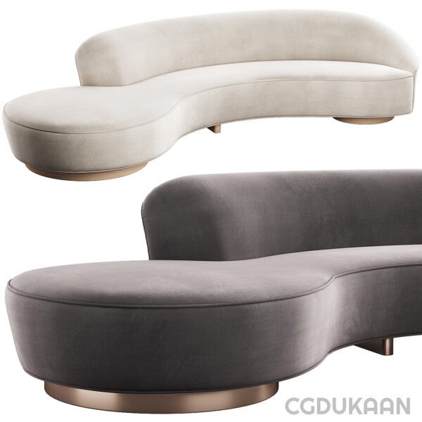 Two elegant couches with curved legs and backrests, adding a touch of sophistication to any room decor.