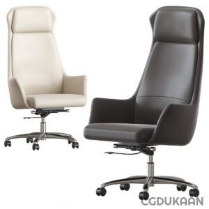 Two leather office chairs with upholstered seats.