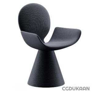 A sleek modern chair with a black seat and back.