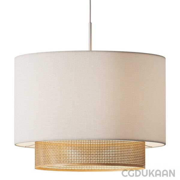 White and gold pendant light with white shade, elegant lighting fixture for modern interiors.