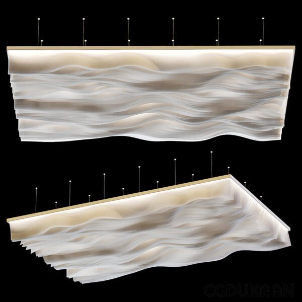 White and gold 3D wave pattern design, elegant and modern.