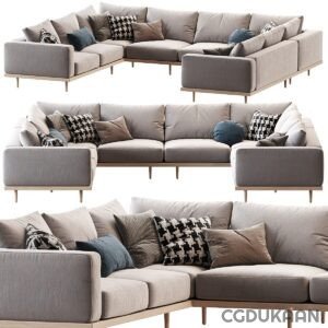 3d model of couches and pillows arranged together, showcasing a variety of vibrant hues and textures.