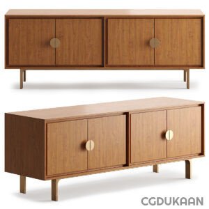 Two elegant wooden sideboards featuring stylish brass handles, showcasing a blend of classic and modern design elements.