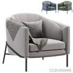 3d model of gray and blue chair featuring a soft gray cushion, elegantly designed for comfort and style in any setting.