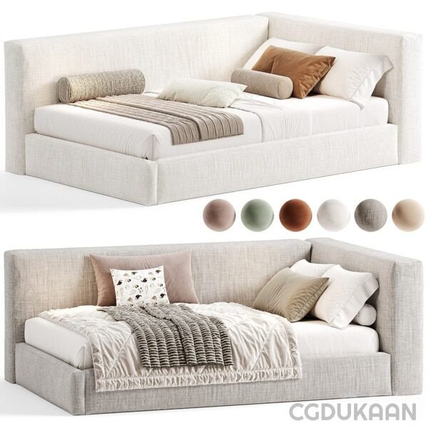 A neatly made bed adorned with soft pillows and cozy blankets, inviting relaxation and comfort.